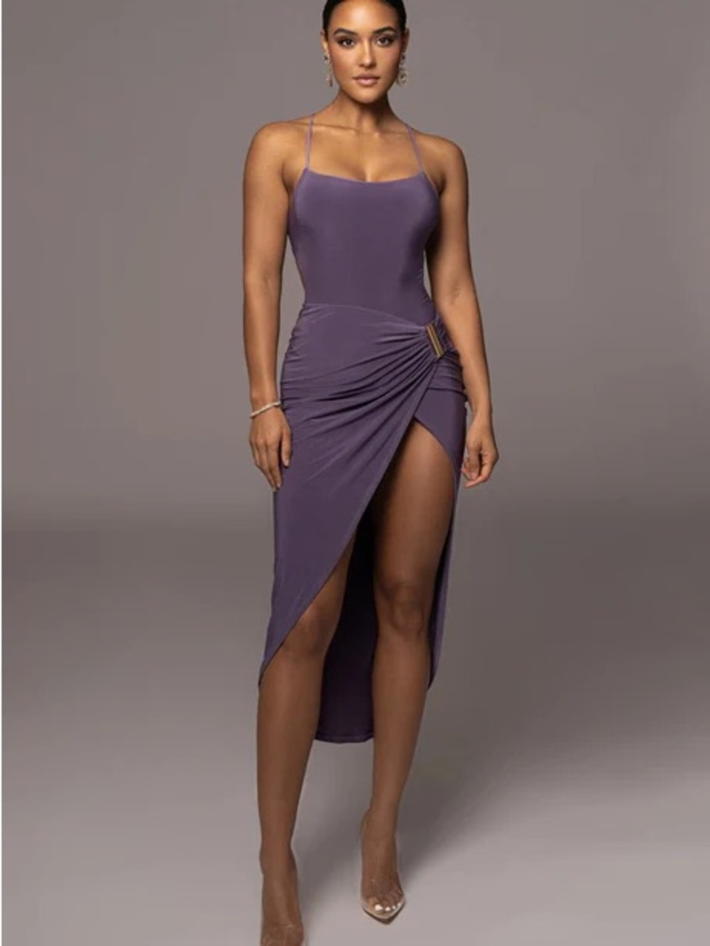 JLUXLABEL Mauve Purple Asymmetric High-Low Slip Dress